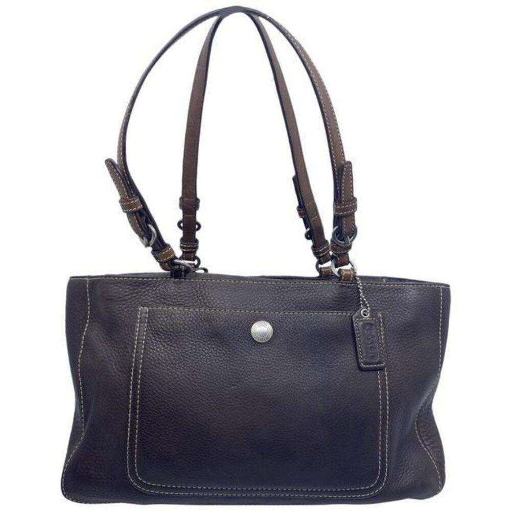 coach medium bag handbag brown leather shoulder ba